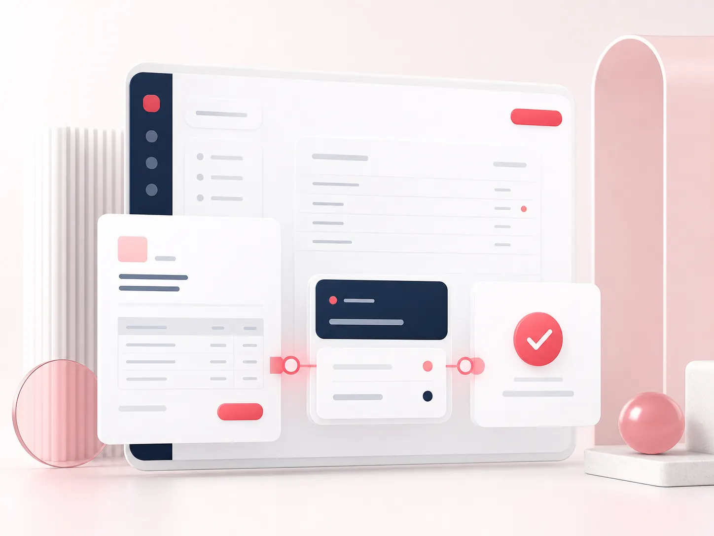 Embedded finance workflow connecting a business product, financial action and completed payment state